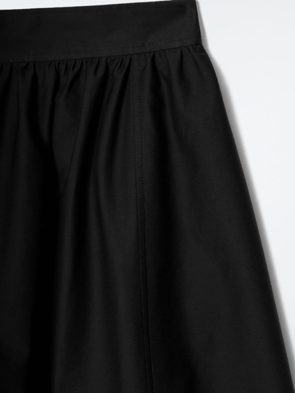 NWT COS Elasticated Midi Skirt Black Poplin Cotton - Picture 3 of 4
